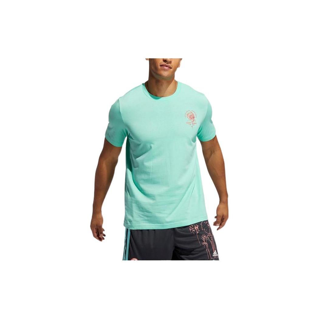 adidas Logo Printing Basketball Sports Short Sleeve Mint Green Men s GV1833 XL