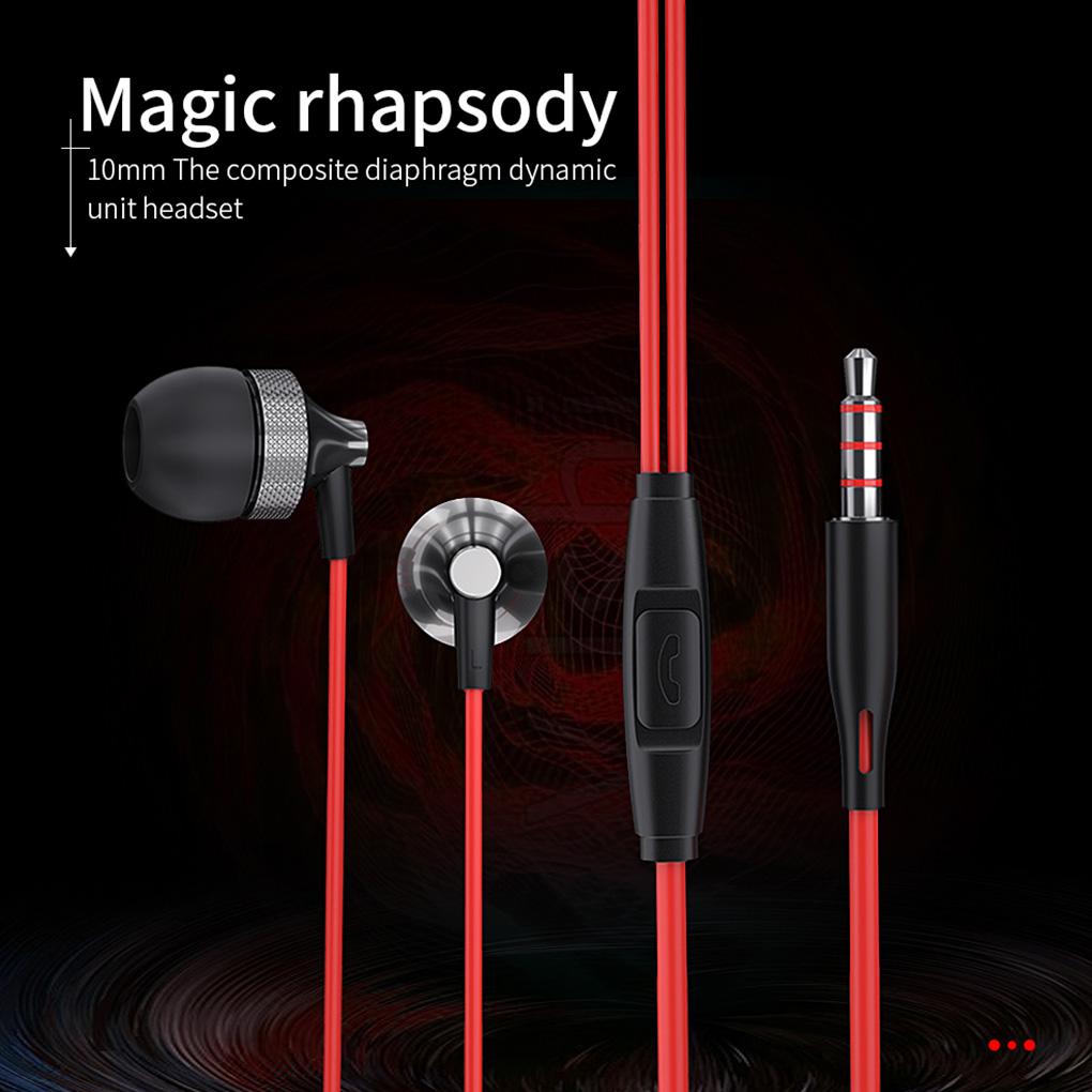Wire Earphone 3.5mm Interface Computer Phone Line Control In-ear Type Headphone Headset