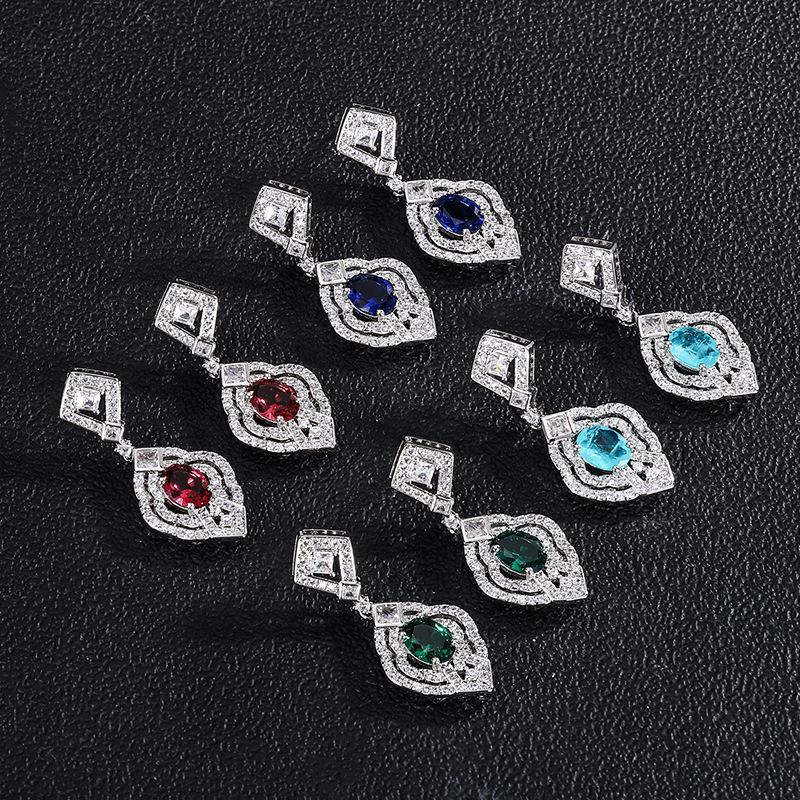 Jewelry Color Treasure Simulation Color Treasure Micro Inlaid Small Clear Stud Earrings Pendant Main Stone 6 * 8