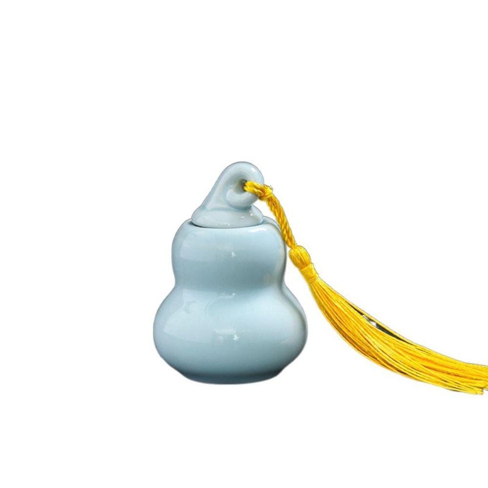 Керамическая тыква в китайском стиле, флакон для таблеток с кисточками, баночка для крема, мини-баночка для таблеток, подарок 70ml синий