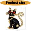Jeweled Black Cats Brooch with Clear and Color-Shifting Stones, Gold-Tone Edging, and Pin-Back Closure for Sweaters, Scarves, Jackets, and Coats