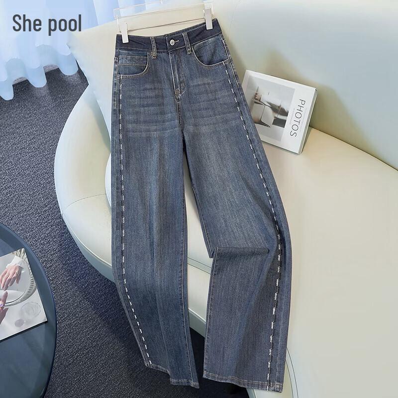 Women s Vintage Washed High-Waist Straight-Leg Jeans L