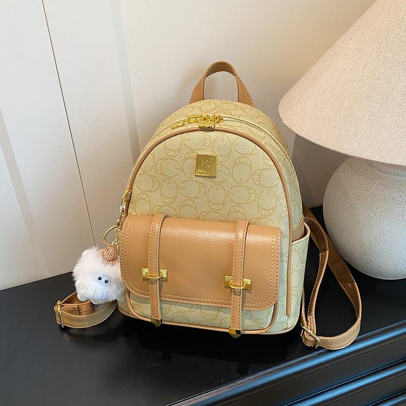 Fashion Contrasting Backpack Women's New High-end Large-capacity Casual Backpack College Style Bag