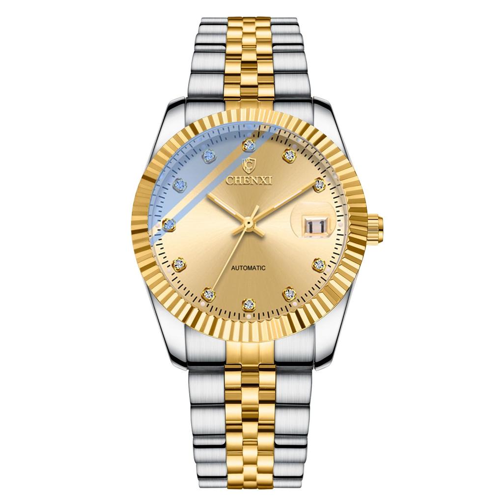 Orologio Impermeabile Automatico in Acciaio Inossidabile con Analogico Semplice Casual Business Accessorio di Moda Regalo Perfetto per e Giorno Diamanti da Uomo, Display,