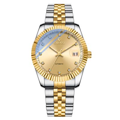 Automatic Stainless Steel Waterproof Watch with Analog Simple Casual Business Fashion Accessory Perfect Gift for and Day Men's Diamonds, Display,