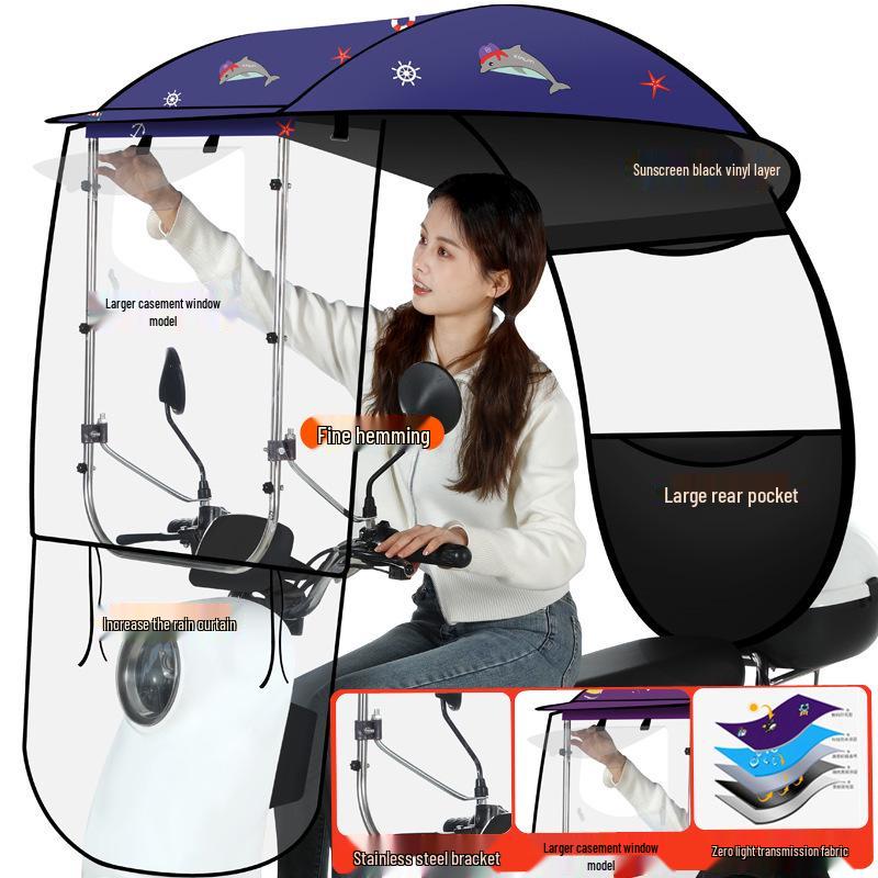 Thickened Electric Bicycle & Motorcycle Sunshade Rainproof Canopy