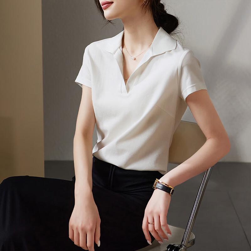 SOFSIL Women s Slim Fit Polo Neck Short Sleeve T-Shirt L