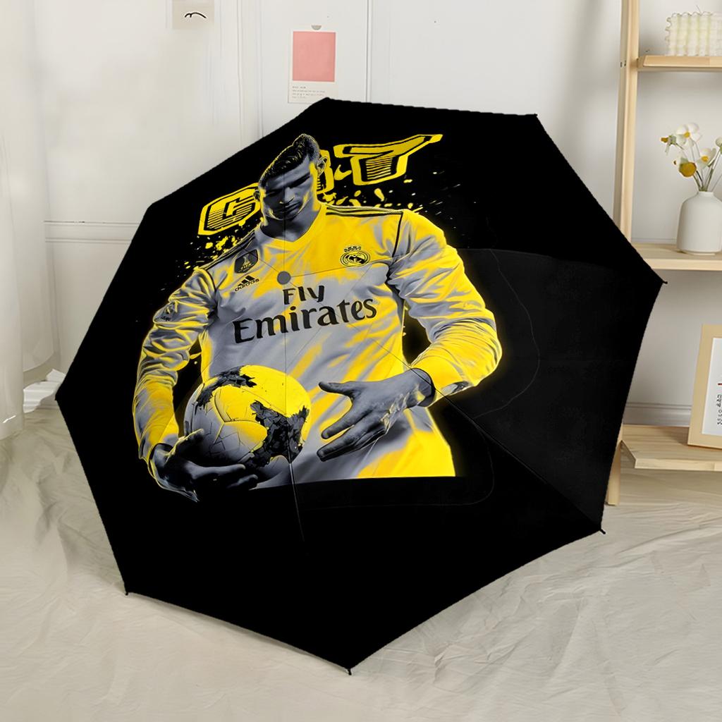 Ronaldos ikonische Pose Kompakter Reise-Automatikschirm Kompakt & Langlebig 8-Rippen-Design Kompaktes Design Reise-Essential Modisches Hochzeitsfeier-Geschenk