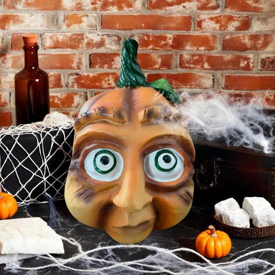 Halloweenská dýňová socha s výrazem Kreslená dýňová hlava Pryskyřičná figurka Socha Vnitřní Venkovní Zahrada Stolní dekorace