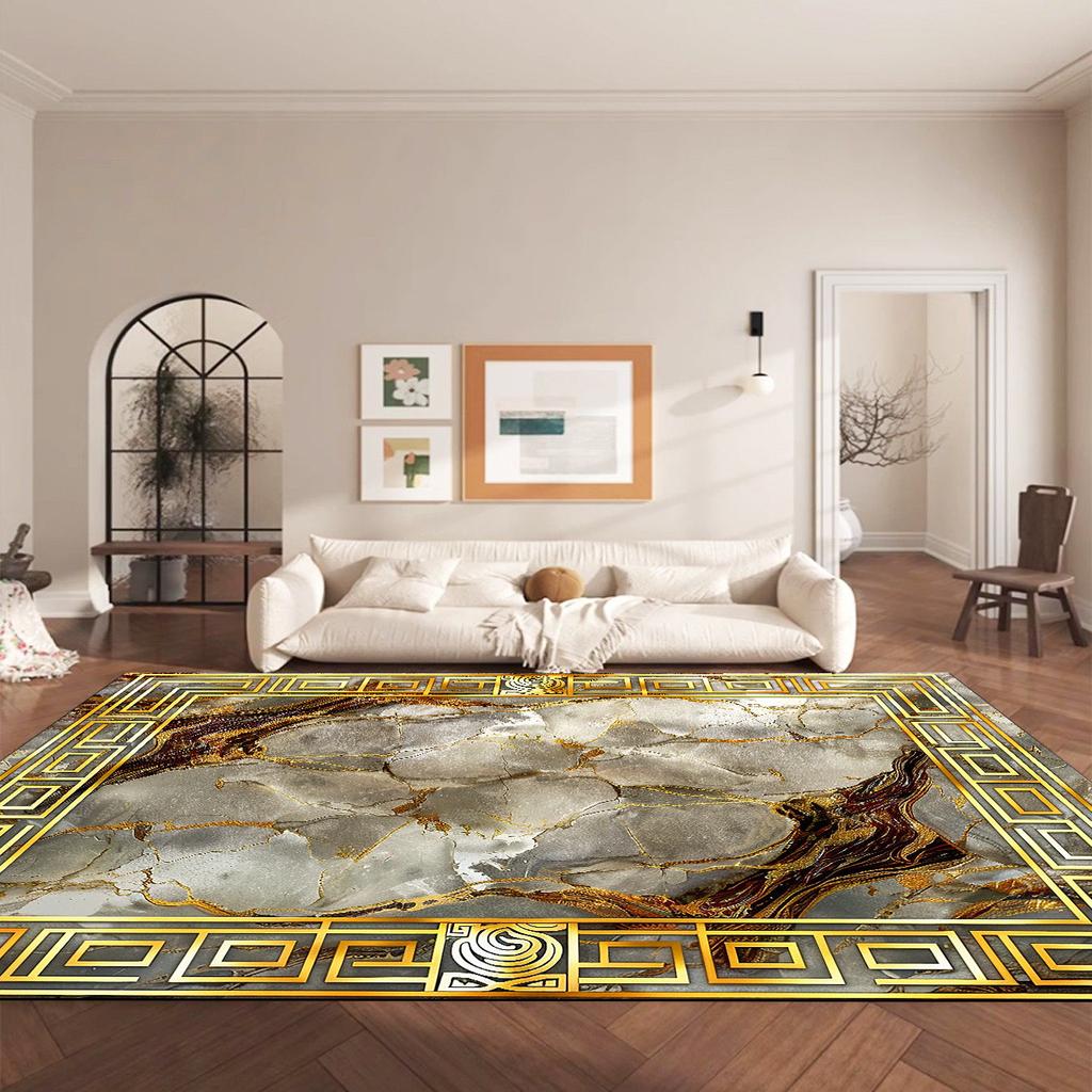 European Luxury Carpets for Living Room Marble Area Rugs Home Decoration Bedroom Non-slip Rug Large Size Cloakroom Floor Mat