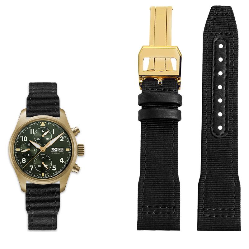 

Класичний 20/21/22 мм високоякісний ремінець для годинника з нейлонової телячої шкіри підходить для IWC Pilot SPITFIRE MARK18 Portofino TOP GUN IW389101Ремінець для годинника 21mm