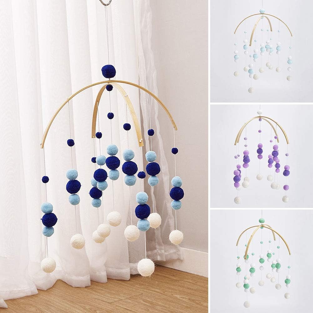Mobile berceau bébé Mobile berceau chambre d'enfant Carillons éoliens à boules en feutre Suspendu en bois Mobiles de lit en feutre Mobiles de plafond en feutre Mobile berceau pour chambre d'enfant Douche de bébé