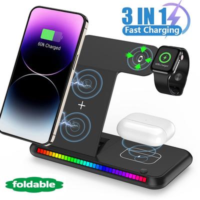 100W LED Schnell-WLAN-Ladeständer 3 in 1 Faltbare Ladestation Für iPhone 15 14 13 16 Watch 9 8 7 6 5 Airpods Pro