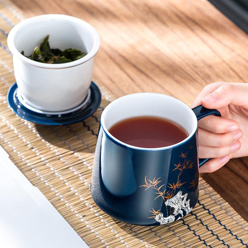 GIANXI China Guofeng high-grade heat-resistant Ceramic Teacup Pu 'er Water Separation Cup Teacup Household Kung Fu Tea Set
