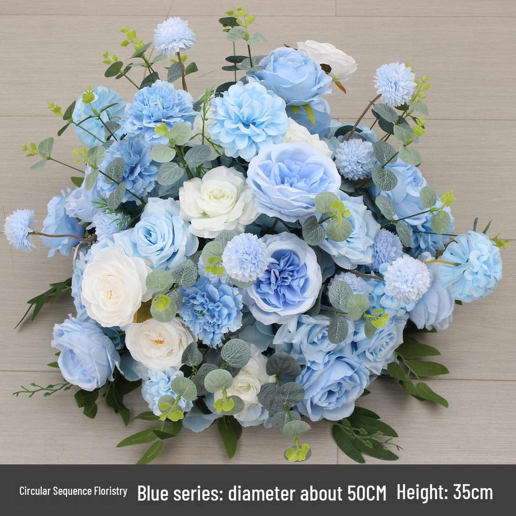 Simulated Silk Floral Arrangement: Round Flower Ball for Aisle, Table, or Wedding Stage Decoration.
