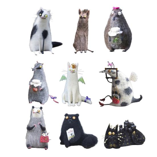 Handmade Wool Felt Doll Panicked Big-Eyed Weirdo Plush Toy Quirky Googly Eyes Figurines Unique Character Soft Collectible Gift for Whimsy Lovers