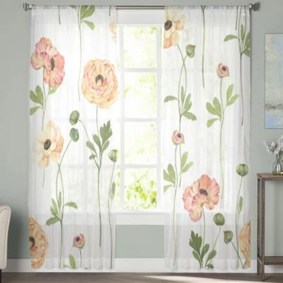 Delicate Flowers Sheer Curtains Bedroom Voile Curtain Living Room Window Sheer Curtains Kitchen Tulle Drapes