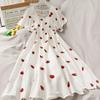 A Small Fresh and Sweet Fruit Printed A-line Skirt Dress