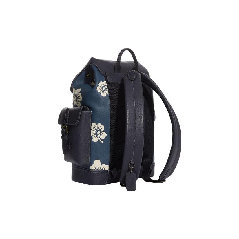 New COACH Hudson Pebbled Leather Backpack Tubas Men's Denim Blue C9967-QBUCU
