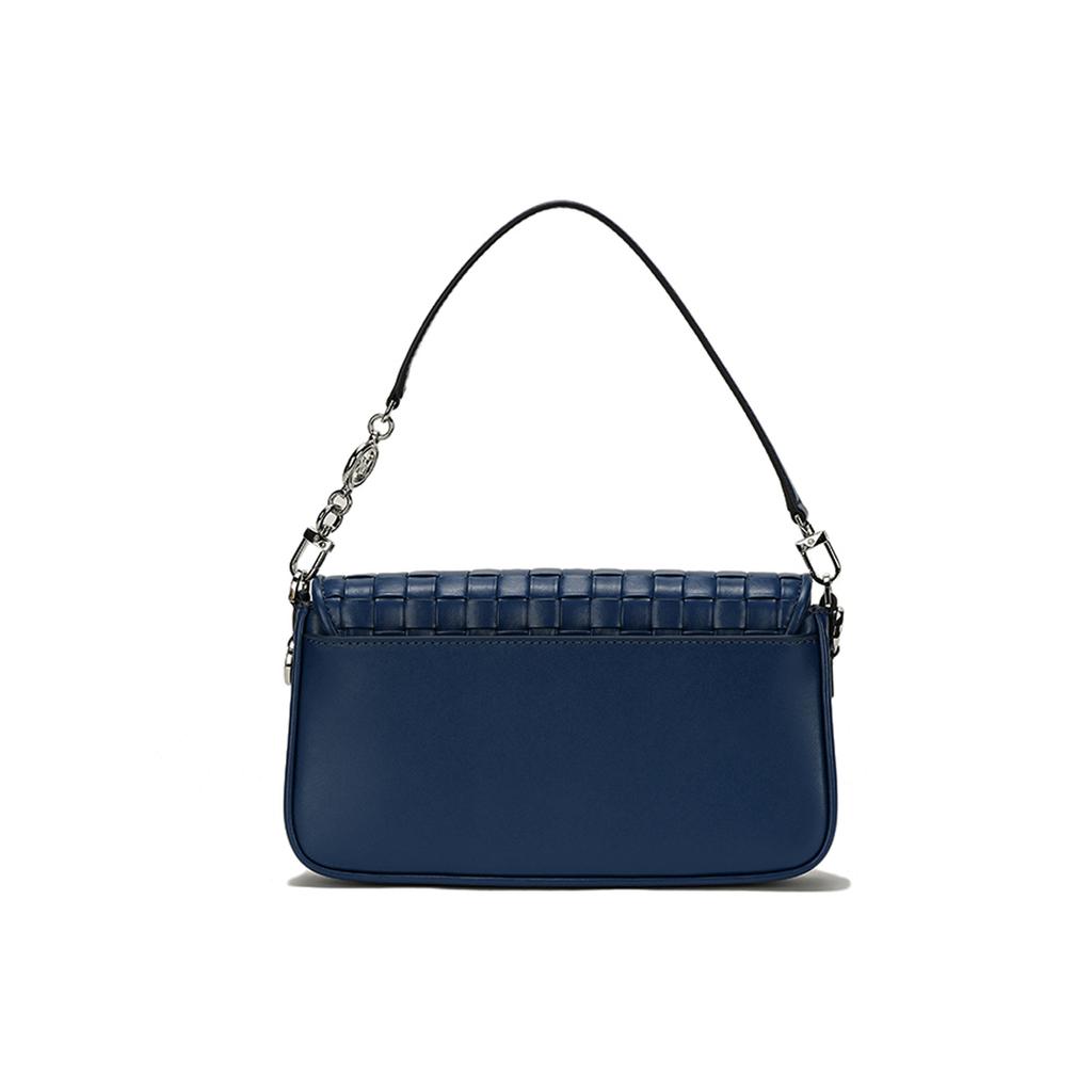 MICHAEL KORS Bradshaw Artificial Leather Baguette Bag, Shoulder Bag, Handbag Womens Dark Blue