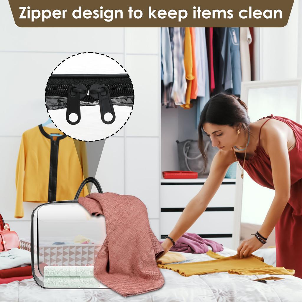 5Pcs Large Toy Storage Bags Reusable Clear PVC Yarn Storage Bag with Handle and Zipper Travel Waterproof Storage Organizer Bags