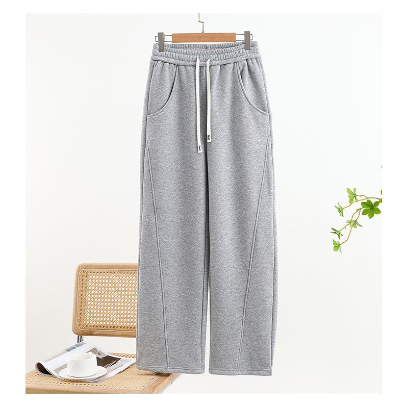 Plus Size Straight Casual Pants Loose Outer Wear All-Match Straight Pants Elastic Waist Chubby Girl Drape Banana Pants Slimming Trousers