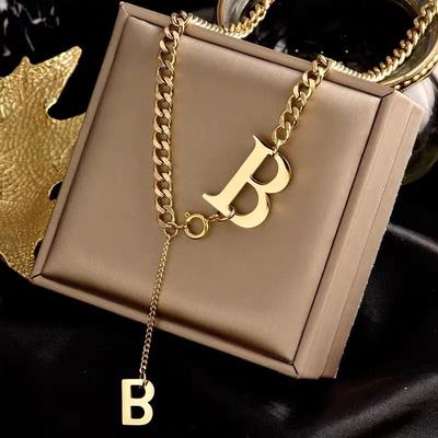 Collana con Ciondolo Lettera B Classica alla Moda per Donna Nuovi Gioielli Coreani Gotici Hip Hop Festa Ragazza Sexy Catena Clavicola