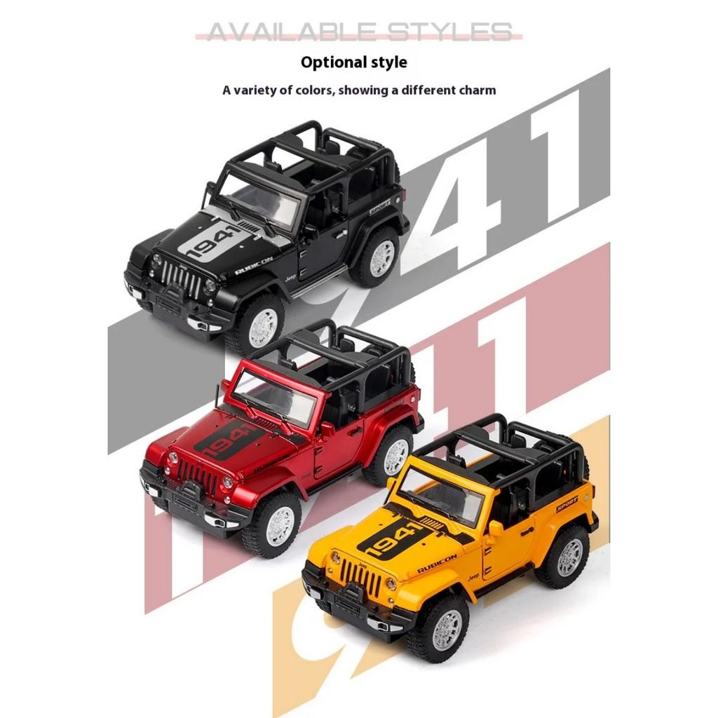 1/32 Scale Jeep Wrangler Rubicon Alloy Car Model Diecast Metal Toy Off Road Vehicles Sound Light Children Toy Trendy Display Ornament