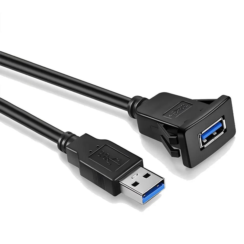 NEW USB 3.0 2.0 Port Male To Female Waterproof Flush Panel Mount Extension Cable with Buckle for Car Truck Boat Motorcycle 1M