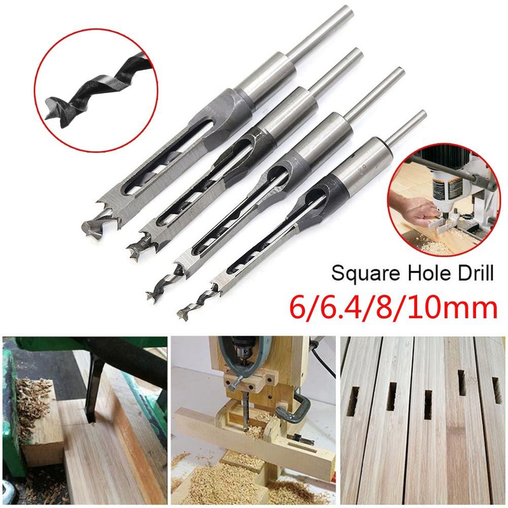 4pcs Woodworking Tools HSS Square Hole Drill Bit Auger Bit Steel Mortising Drilling Craving Carpentry Tools Woodworking Drill