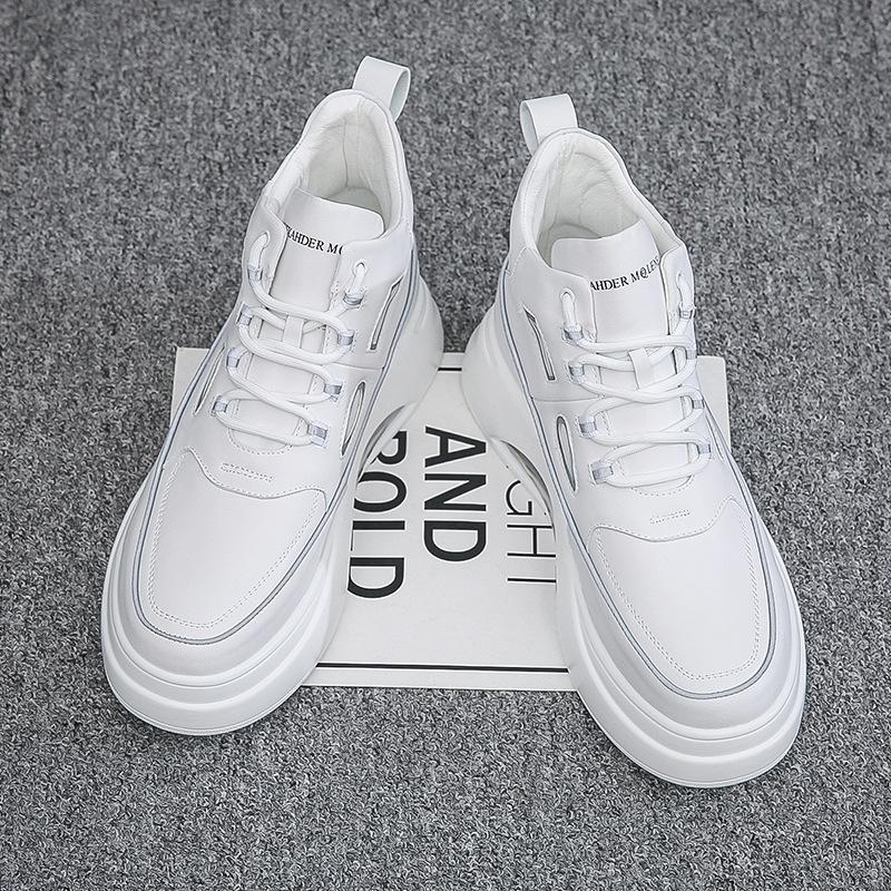 High-top Men's Shoes Autumn and Winter New Trendy Men's Shoes Thick-soled Air Cushion White Shoes Sports and Leisure Board Shoes Versatile Trendy Shoe