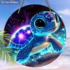 Galaxy Sea Turtle Wooden Sign, Charming Round Sign for Front Door, Wall Hanging Decor - Ideal Coastal & Space Themed Gift for Ocean Lovers