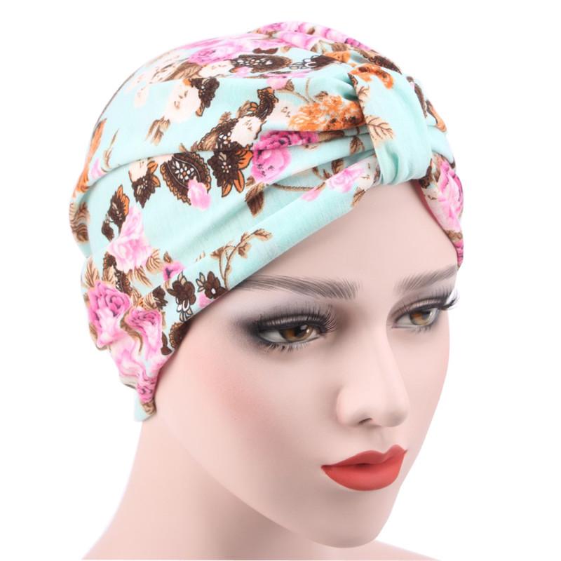 2017 Pastoral Floral Cotton Head Wrap - High Quality Postpartum Muslim Hat