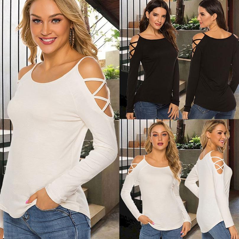 European Style Fashion Summer Women's Strapless Crossover T-Shirt Slim Long Sleeve T-Shirt