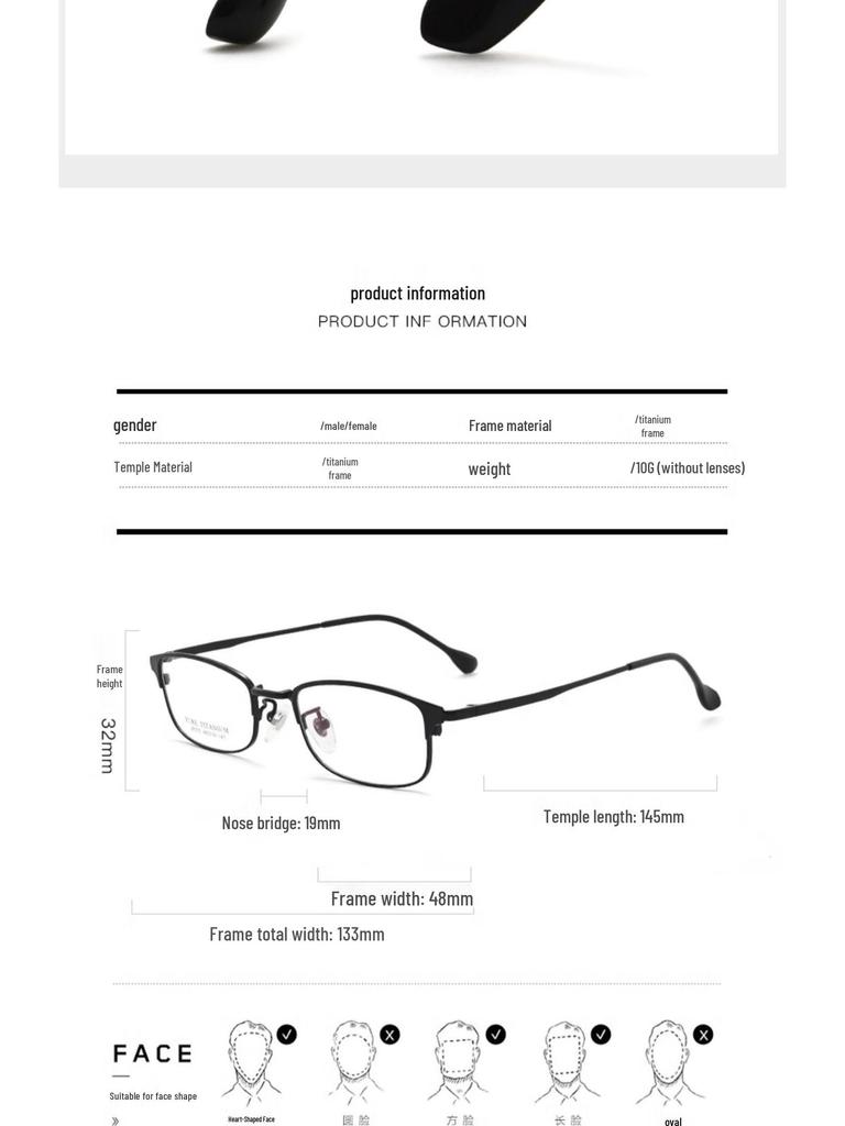Ultra-lightweight Semi-Titanium Browline Square Eyeglass Frame for Business Fashion JP022