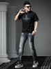 Ozhouzhan Letters Hot Drilling Short Sleeve T-shirt Men's 2025 Summer New Trendy Casual Round Neck T-shirt Top