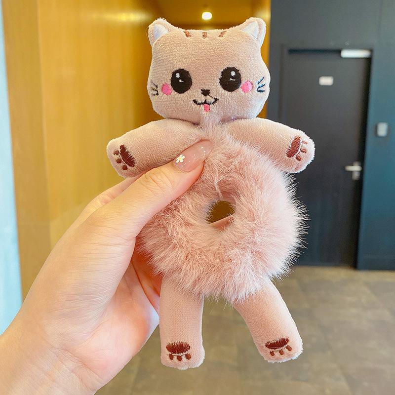 Kawaii Frog Panda Plush Rubber Band for Girls Ponytail Hair Tie Elastic Hair Ring Headwear Girls Hair Accessories