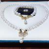 091 Versatile Bow-Design Freshwater Pearl Necklace Set for Women - Multi-Wear Fashion Jewelry
