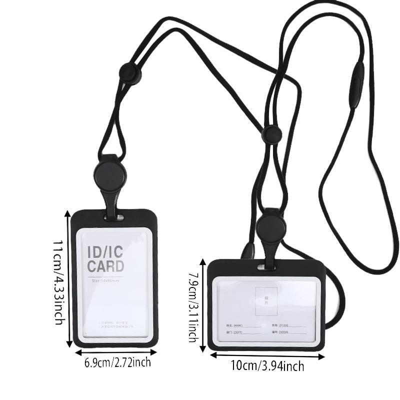 ID Badge Holder with Lanyard Transparent Card Holder Retractable Reel for School Office Stationery
