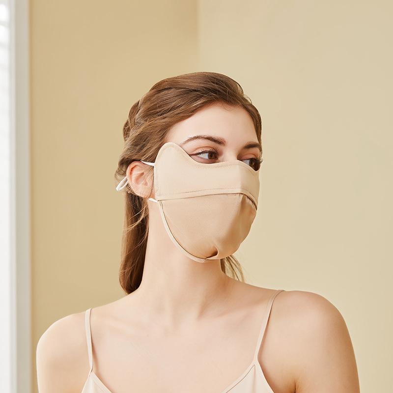 2025 Sommer Echte Seide Sonnenschutzmaske | Einfarbig, Atmungsaktiv & Bequemes 3D-Design für Frauen