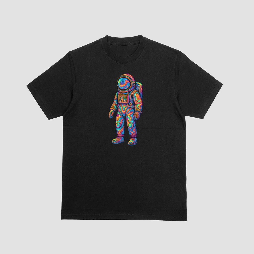 Vivid Swirl Astronaut Graphic T-Shirt - 100% Cotton Psychedelic Streetwear Tee