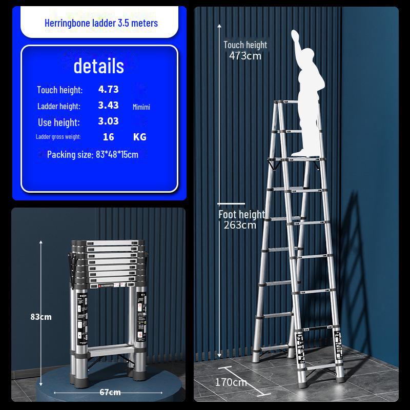 Multifunktionale Teleskop-Klappleiter aus Edelstahl