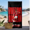 Asciugamano da Spiaggia Personalizzato Stampato Cristiano Ronaldo Logo Calcio Supporto Nome Personalizzato Testo Asciugamano Assorbente Per Sport Viaggio Regalo Speciale