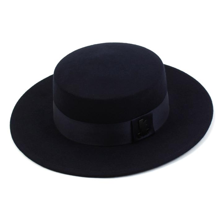 Yunibeosyeolkemiseuteuli Flat Navy Long Wool Fedora