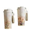 Ceramic Lined Insulated Coffee Tumbler With Straw Carry Rope 520ml Vacuum Travel Mug Women Men Office Car Outdoor