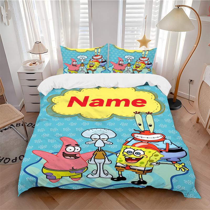 Set Biancheria da Letto SpongeBob SquarePants 3 Pezzi Copripiumone Regalo per Camera da Letto, Include Nessuna Imbottiturajt083