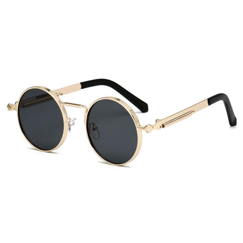 Retro Punk Spring Leg Round Sunglasses Men Metal Blue Myopia Lens Prescription Sun Glasses Women 0 -0.5 -0.75 To -6.0