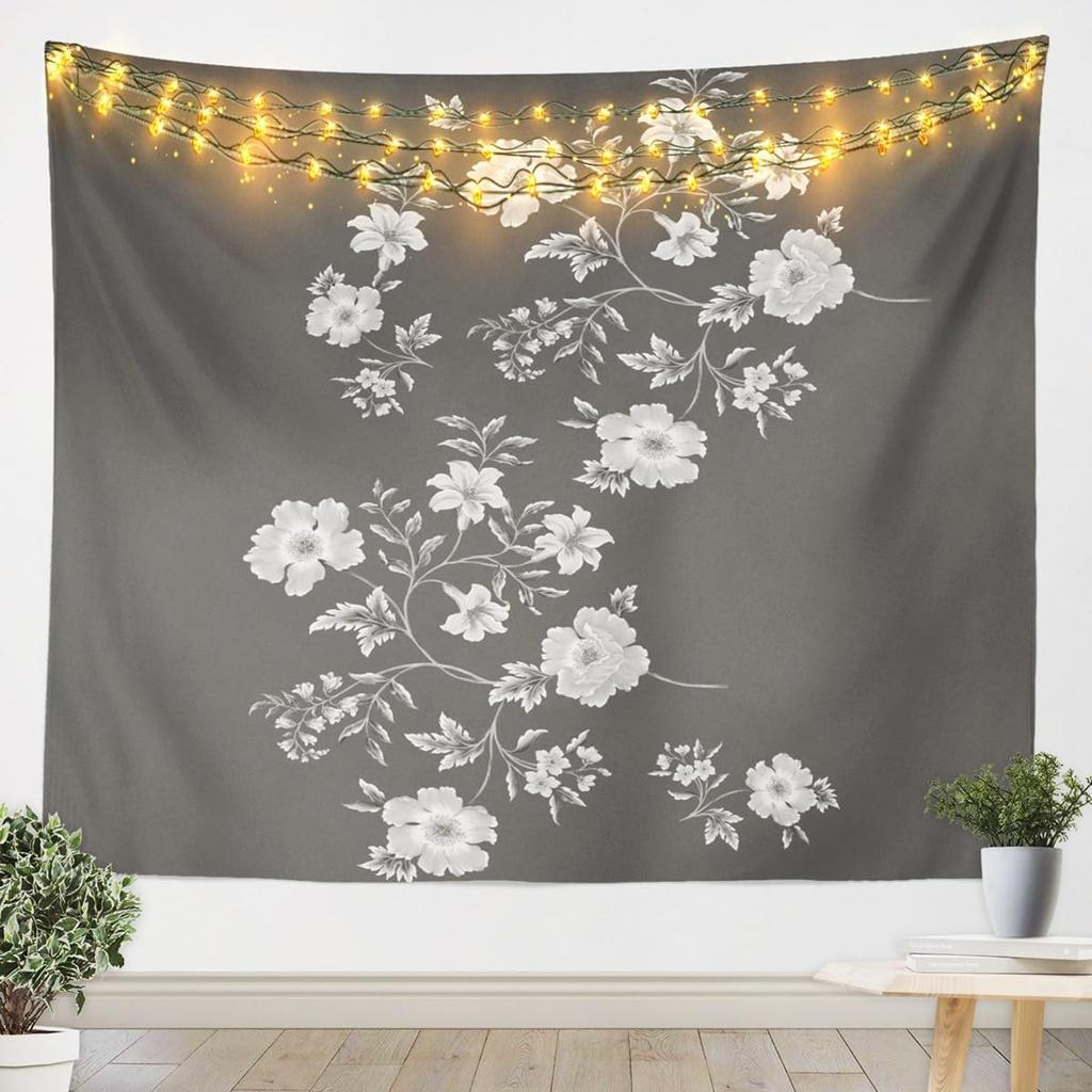 Purple Rose Butterfly Lights Wall Tapestry 2D Flat Print Boho Decor Romantic Art Nature Symbol Home Interior Hanging