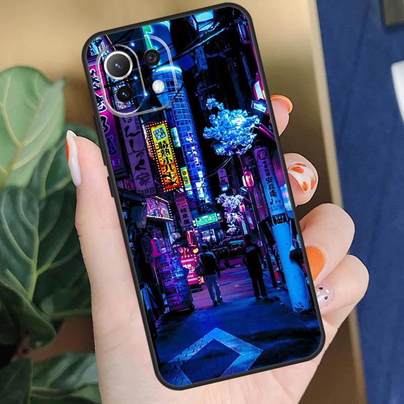 Japanese Night City Aesthetic Case For Xiaomi 15 14 Ultra 13T 14T 15T Pro 17 Pro Max POCO X7 X5 X6 F5 F6 F7 F8 Pro Coque