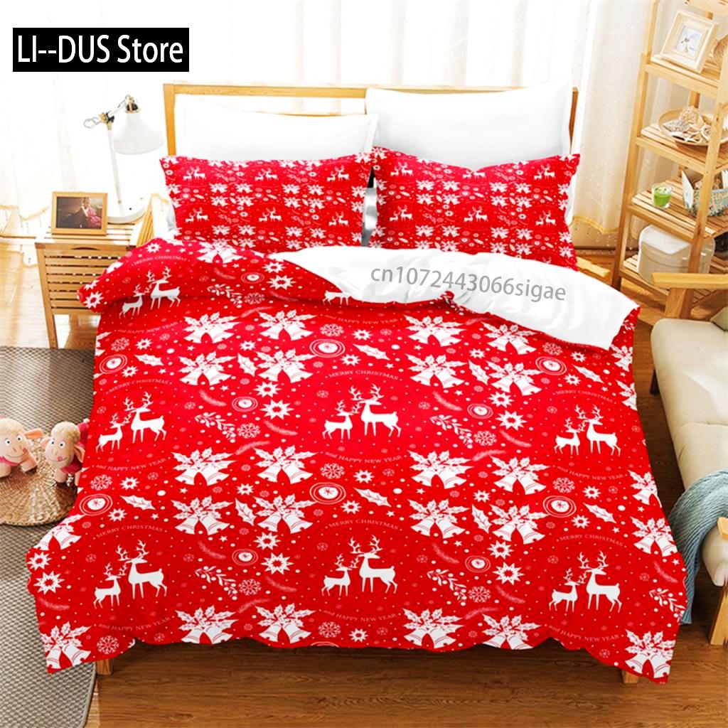 Red Christmas Bedding Set Duvet Cover Set 3d Bedding Digital Printing Queen Size Bedding Set Fashion Design